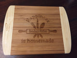 Personalized Bamboo Cutting Board - 18" x 12" Laser Engraved