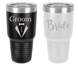 Bride and Groom 30 oz. Laser Engraved Tumblers with  lid Laser Engraved