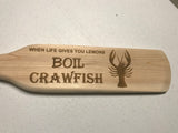 Crawfish/Seafood Cajun Cooking Paddle -  Laser Engraved/Personalized Wood Laser Engraved