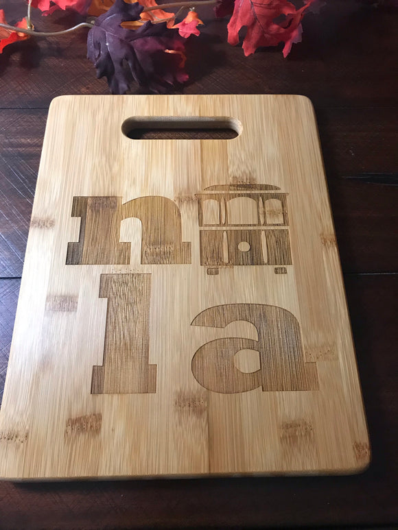 Personalized Bamboo Cutting Board with Handle - 13.75
